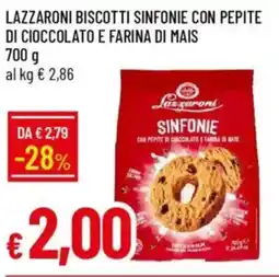 IperFamila Lazzaroni biscotti sinfonie con pepite di cioccolato e farina di mais offerta