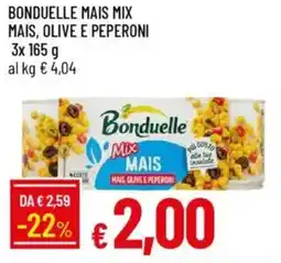 IperFamila Bonduelle mais mix mais, olive e peperoni offerta