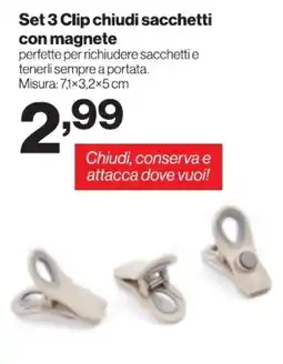 In'S Mercato Set 3 Clip chiudi sacchetti con magnete offerta