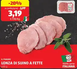 ALDI Il podere lonza di suino a fette offerta