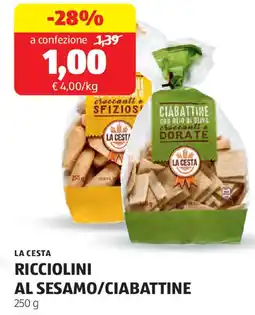 ALDI La cesta ricciolini al sesamo/ciabattine offerta