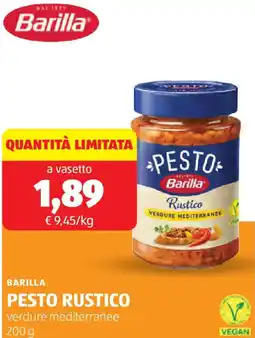 ALDI Barilla pesto rustico verdure mediterranee offerta