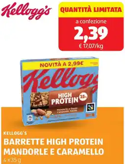 ALDI Kellogg's barrette high protein mandorle e caramello offerta