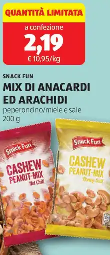 ALDI Snack fun mix di anacardi ed arachidi offerta