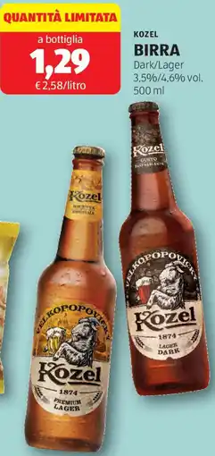 ALDI Kozel birra offerta