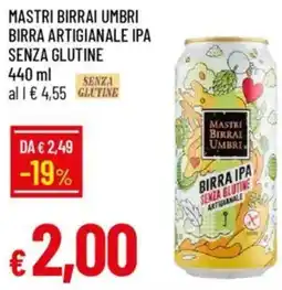 IperFamila Mastri birrai umbri birra artigianale IPA senza glutine offerta