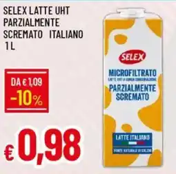 IperFamila Selex latte uht parzialmente scremato italiano offerta
