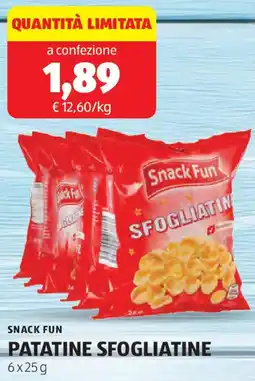 ALDI Snack fun patatine sfogliatine offerta