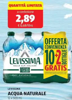 ALDI Levissima acqua naturale offerta