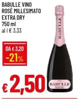 IperFamila Babulle vino rosè millesimato extra dry offerta
