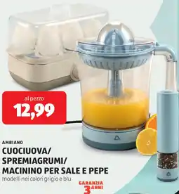 ALDI Ambiano cuociuova/spremiagrumi/macinino per sale e pepe offerta