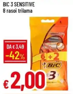 IperFamila BIC 3 sensitive 8 rasoi trilama offerta
