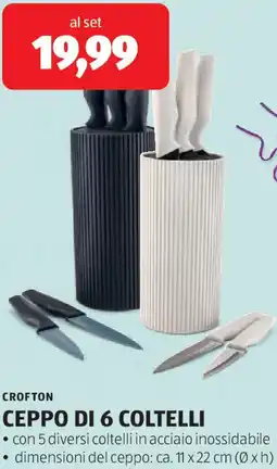 ALDI Crofton ceppo di 6 coltelli offerta
