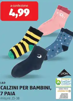 ALDI L&d calzini per bambini, 7 paia offerta