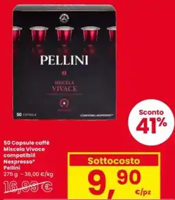 Interspar 50 Capsule caffè Miscela Vivace compatibili Nespresso Pellini offerta