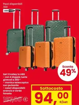 Interspar Set 3 trolley in ABS offerta