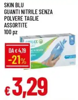 IperFamila Skin blu guanti nitrile senza polvere taglie assortite offerta