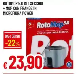 IperFamila ROTOMOP 5.0 kit secchio + mop con frange in microfibra power offerta