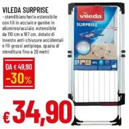 IperFamila VILEDA SURPRISE - stendibiancheria estensibile con fili in acciaio e gambe in alluminio/acciaio. offerta