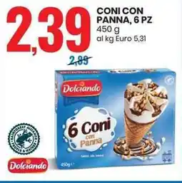 Eurospin Dolciando coni con panna, 6 pz offerta