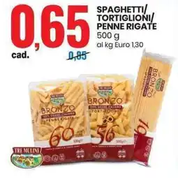Eurospin Tre mulini spaghetti/ tortiglioni penne rigate offerta