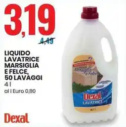 Eurospin Dexal liquido lavatrice marsiglia e felce, 50 lavaggi offerta