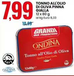 Eurospin Ondina tonno all'olio di oliva pinna gialla offerta