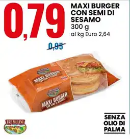 Eurospin Tre mulini maxi burger con semi di sesamo offerta