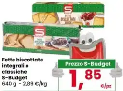 Interspar Fette biscottate integrali o classiche S-Budget offerta
