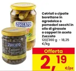 Interspar Cetrioli o cipolle borettane in agrodolce o pomodori secchi in olio di girasole o capperi in aceto Zuccato offerta