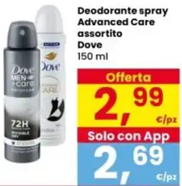 Interspar Deodorante spray Advanced Care assortito Dove offerta