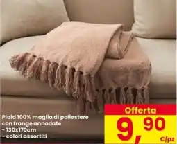 Interspar Plaid 100% maglia di poliestere con frange annodate offerta