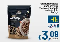 Qui Discount Granola proteica 20% 1Attimo nocciole mandorle e cioccolato offerta
