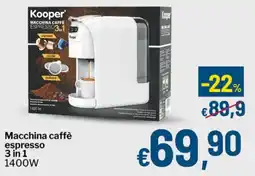 Qui Discount Macchina caffè espresso 3 in 1 1400W offerta