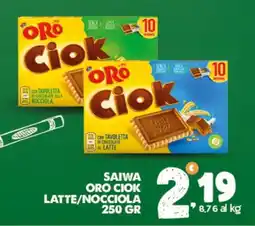 Extra Supermercati Saiwa oro ciok latte/nocciola offerta