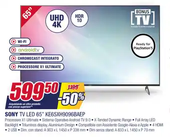 Trony Sony TV LED 65" KE65XH9096BAEp offerta