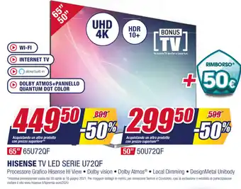 Trony Hisense TV LED SERIE U72QF offerta