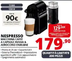 Comet NESPRESSO MACCHINA CAFFÈ A CAPSULE INISSIA & AEROCCINO EN80.BAE offerta
