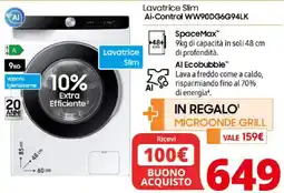 Comet Samsung Lavatrice Slim Ai.Control WW90DG6G94LK offerta