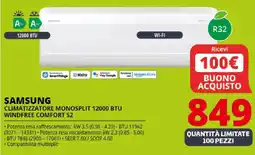 Comet SAMSUNG CLIMATIZZATORE MONOSPLIT 12000 BTU WINDFREE COMFORT S2 offerta