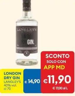 MD Discount London dry gin LANGLEYS offerta