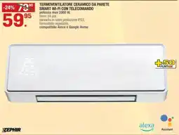 Brico OK Termoventilatore ceramico da parete smart wi-fi con telecomando ZEPHIR offerta