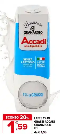 Iperal Latte 1% di grassi accadì GRANAROLO offerta
