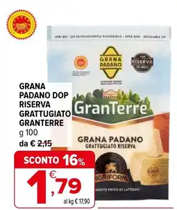 Iperal Grana padano dop riserva grattugiato GRANTERRE offerta