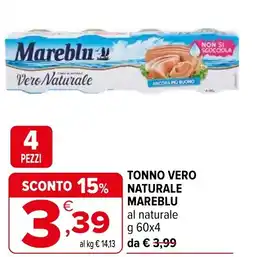 Iperal Tonno vero naturale MAREBLU offerta