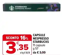 Iperal Capsule nespresso STARBUCKS offerta