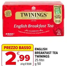Iperal English breakfast tea TWININGS 25 filtri offerta
