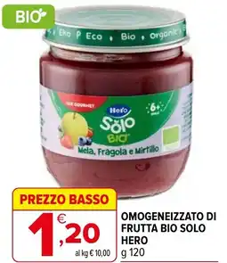 Iperal Omogeneizzato di frutta bio solo HERO offerta