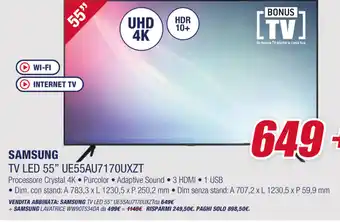 Trony Samsung TV LED 55" UE55AU7170UXZT offerta
