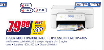 Trony Epson Multifunzione Inkjet Expression Home XP-4105 offerta